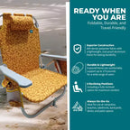 Bliss Hammocks Folding Beach Chair Recliner with Detachable Cooler