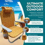 Bliss Hammocks Folding Beach Chair Recliner with Detachable Cooler