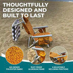 Bliss Hammocks Folding Beach Chair Recliner with Detachable Cooler