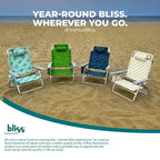 Bliss Hammocks Folding Beach Chair Recliner with Detachable Cooler