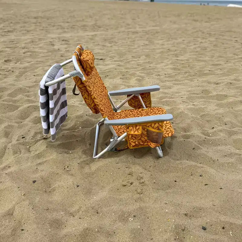 Bliss Hammocks Folding Beach Chair Recliner with Detachable Cooler
