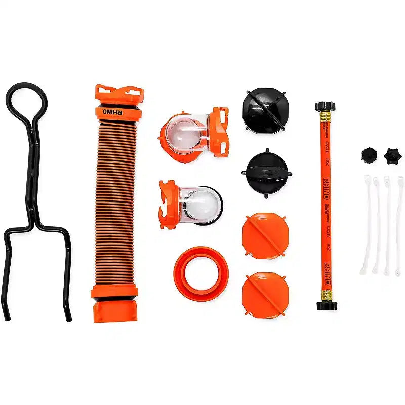 Camco 39007 Rhino Portable 36 Gallon RV Waste Holding Tank Kit with Steerable Wheels, Hose, and Other Accessories