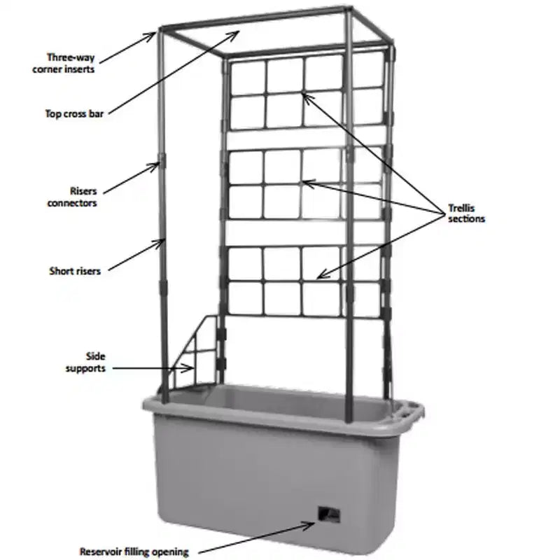 Hydrofarm GCTR 10 Gal Tomato Garden Planting System & 4' Trellis Tower on Wheels