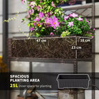 Freestanding Rattan Garden Box,Outdoor Wicker Planter with Trellis for Climbing Plants,with Storage Shelf