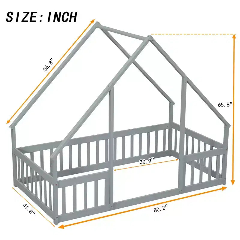 MAYEERTY Queen Bed Frame No Box Spring Needed Solid Pine Wood Noise-Free Design