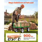 VEVOR Garden Cart, 900 LBS, Heavy Duty Steel Yard and Garden Utility Wagon with 10-Inch Tires, Outdoor Gardening Stool with Adjustable Handle, Green