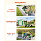 VEVOR Garden Cart, 900 LBS, Heavy Duty Steel Yard and Garden Utility Wagon with 10-Inch Tires, Outdoor Gardening Stool with Adjustable Handle, Green