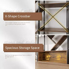 Triple 6 Tier Bookshelf, Large Bookcase Industrial Bookshelf with 24 Open Display Shelves, Industrial Tree Bookshelf, Wooden Tall Standing Bookshelf