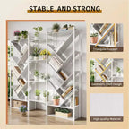 Triple 6 Tier Bookshelf, Large Bookcase Industrial Bookshelf with 24 Open Display Shelves, Industrial Tree Bookshelf, Wooden Tall Standing Bookshelf