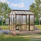 6x8 FT Wooden Greenhouse for Outdoor,Heavy Duty Green House Kit with Ventilated Window and Lockable Door,Walk-in Greenhouse for Backyard, Patio, Lawn