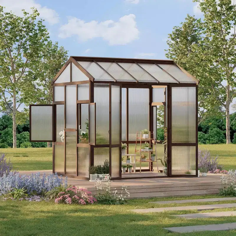 6x8 FT Wooden Greenhouse for Outdoor,Heavy Duty Green House Kit with Ventilated Window and Lockable Door,Walk-in Greenhouse for Backyard, Patio, Lawn