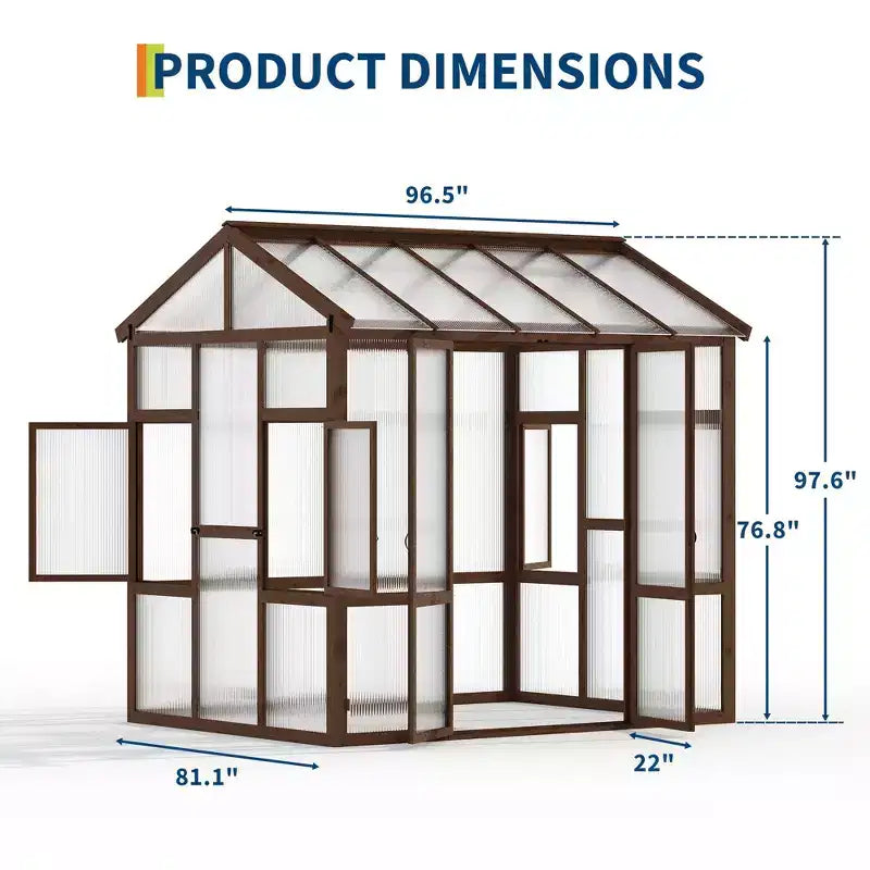 6x8 FT Wooden Greenhouse for Outdoor,Heavy Duty Green House Kit with Ventilated Window and Lockable Door,Walk-in Greenhouse for Backyard, Patio, Lawn