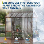6x8 FT Wooden Greenhouse for Outdoor,Heavy Duty Green House Kit with Ventilated Window and Lockable Door,Walk-in Greenhouse for Backyard, Patio, Lawn