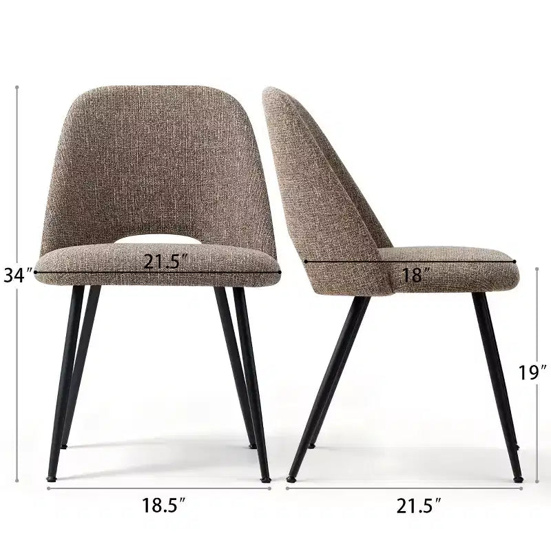 Set of 4 Modern Upholstered Dining Chairs, Armless Dining Room Chairs with Black Metal Legs, Comfortable Kitchen & Dining Side Chairs-Panipeachy