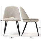Set of 4 Modern Upholstered Dining Chairs, Armless Dining Room Chairs with Black Metal Legs, Comfortable Kitchen & Dining Side Chairs-Panipeachy