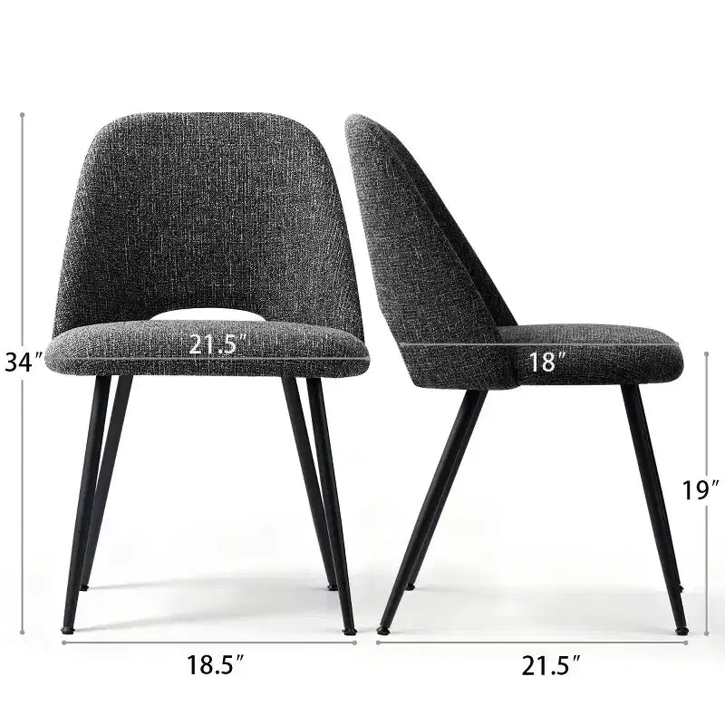 Set of 4 Modern Upholstered Dining Chairs, Armless Dining Room Chairs with Black Metal Legs, Comfortable Kitchen & Dining Side Chairs-Panipeachy