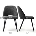 Set of 4 Modern Upholstered Dining Chairs, Armless Dining Room Chairs with Black Metal Legs, Comfortable Kitchen & Dining Side Chairs-Panipeachy