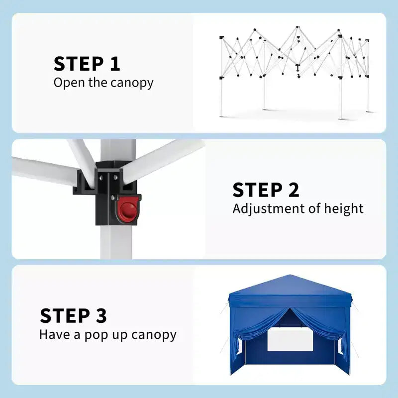 10x10FT Pop Up Canopy Tent with 4 Sidewalls, Heavy Duty Instant Outdoor Canopy, Waterproof & UV Protection