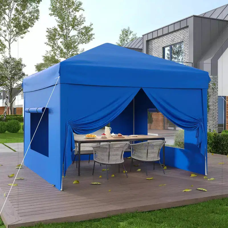 10x10FT Pop Up Canopy Tent with 4 Sidewalls, Heavy Duty Instant Outdoor Canopy, Waterproof & UV Protection