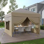 10x10FT Pop Up Canopy Tent with 4 Sidewalls, Heavy Duty Instant Outdoor Canopy, Waterproof & UV Protection