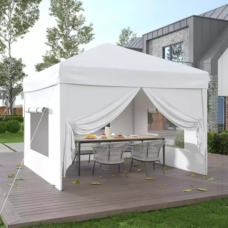 10x10FT Pop Up Canopy Tent with 4 Sidewalls, Heavy Duty Instant Outdoor Canopy, Waterproof & UV Protection