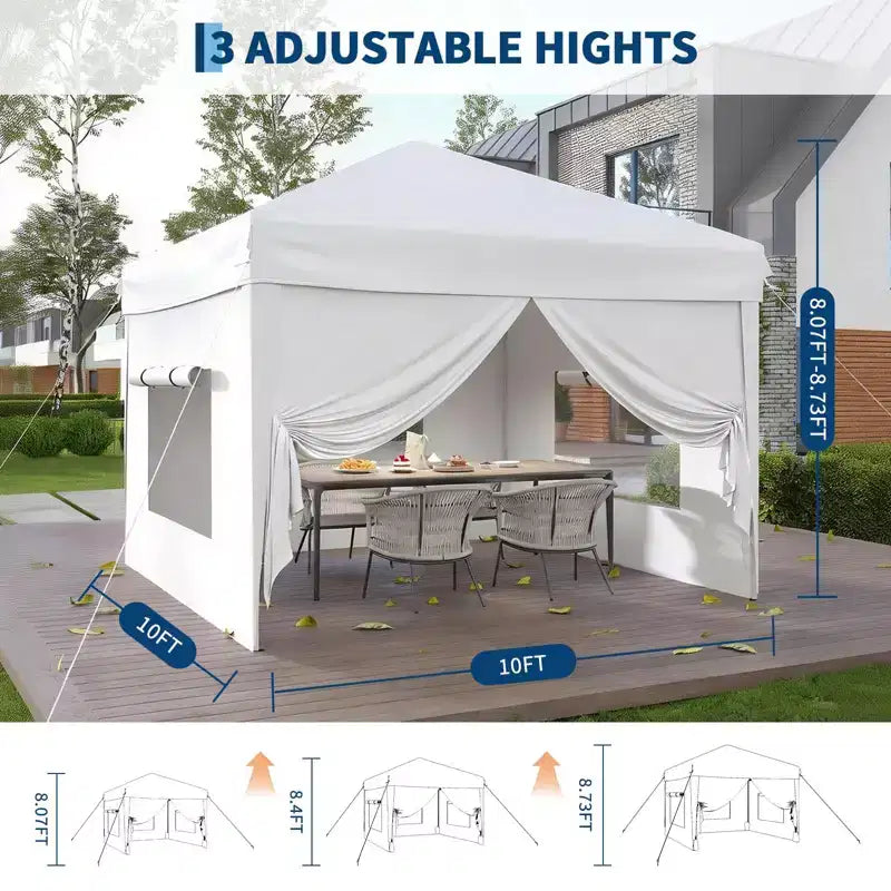 10x10FT Pop Up Canopy Tent with 4 Sidewalls, Heavy Duty Instant Outdoor Canopy, Waterproof & UV Protection