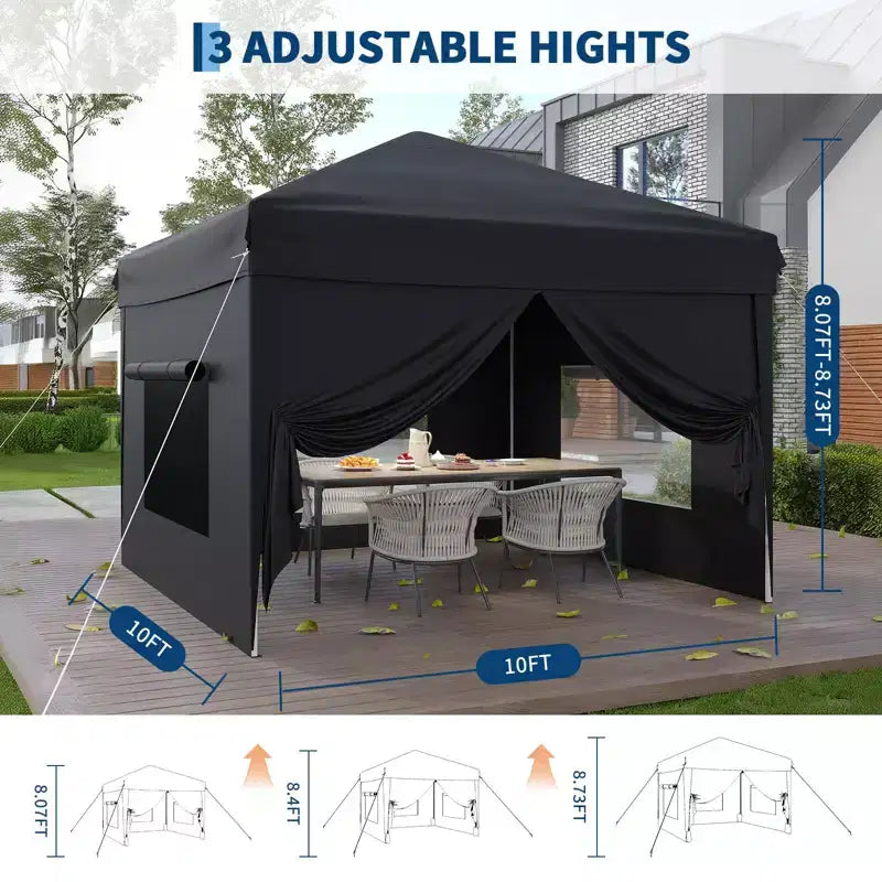 10x10FT Pop Up Canopy Tent with 4 Sidewalls, Heavy Duty Instant Outdoor Canopy, Waterproof & UV Protection
