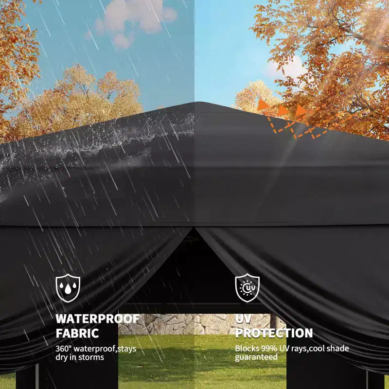 10x10FT Pop Up Canopy Tent with 4 Sidewalls, Heavy Duty Instant Outdoor Canopy, Waterproof & UV Protection