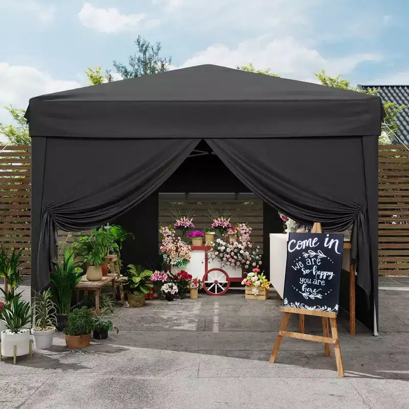 10x10FT Pop Up Canopy Tent with 4 Sidewalls, Heavy Duty Instant Outdoor Canopy, Waterproof & UV Protection