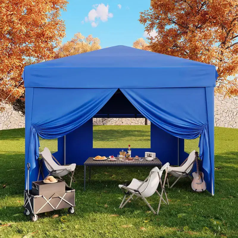 10x10FT Pop Up Canopy Tent with 4 Sidewalls, Heavy Duty Instant Outdoor Canopy, Waterproof & UV Protection