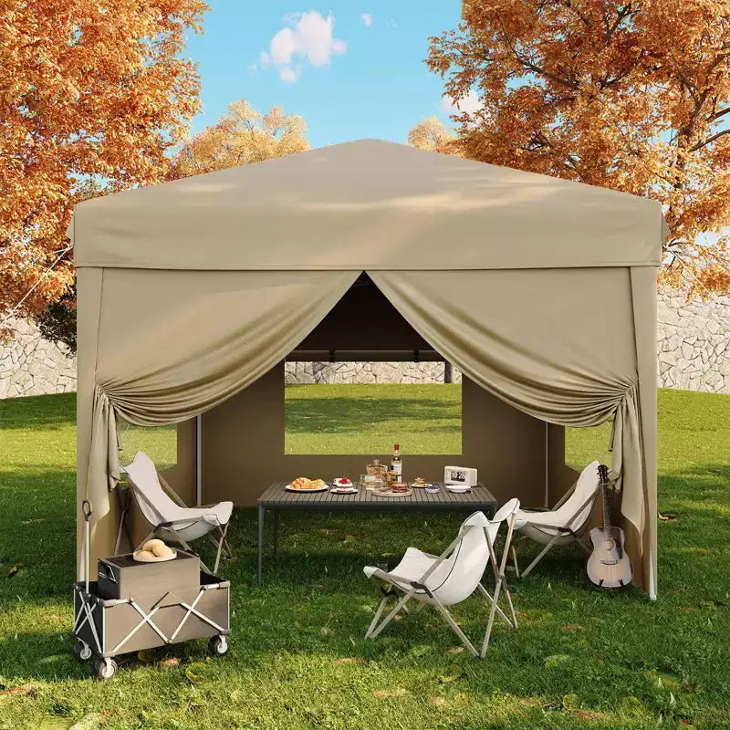 10x10FT Pop Up Canopy Tent with 4 Sidewalls, Heavy Duty Instant Outdoor Canopy, Waterproof & UV Protection