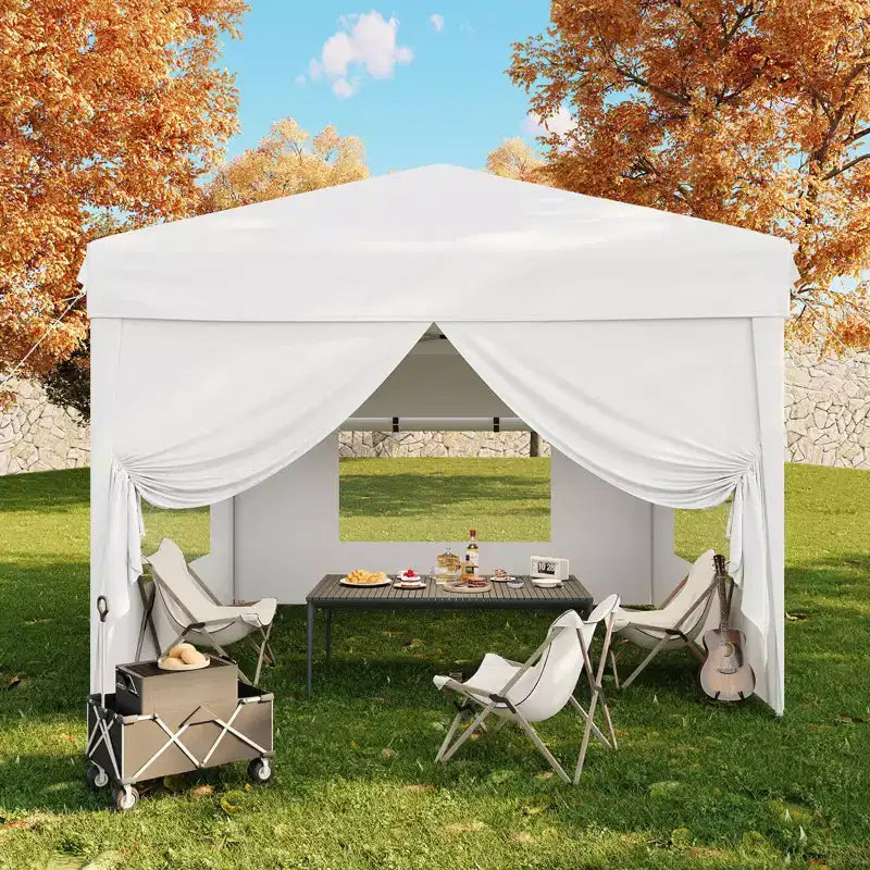 10x10FT Pop Up Canopy Tent with 4 Sidewalls, Heavy Duty Instant Outdoor Canopy, Waterproof & UV Protection