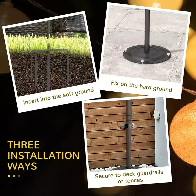 2/4Pack of 10' String Light Poles, Steel Hanging Lighting Stand for Patio, Backyard, Deck, Wedding, Party, Black