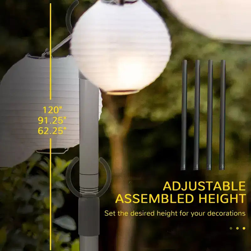 2/4Pack of 10' String Light Poles, Steel Hanging Lighting Stand for Patio, Backyard, Deck, Wedding, Party, Black