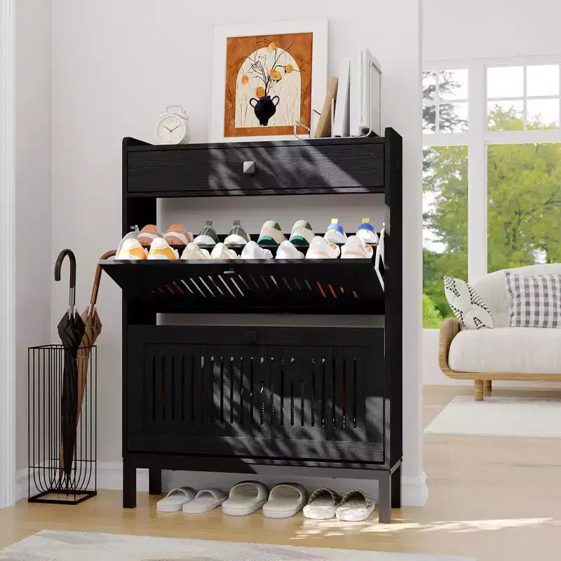Modern Wooden Shoe Storage Cabinet, Adjustable Shelf, Freestanding Modern Design, for Hallway, Living Room