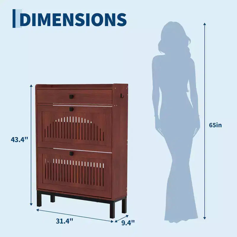 Modern Wooden Shoe Storage Cabinet, Adjustable Shelf, Freestanding Modern Design, for Hallway, Living Room