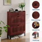 Modern Wooden Shoe Storage Cabinet, Adjustable Shelf, Freestanding Modern Design, for Hallway, Living Room