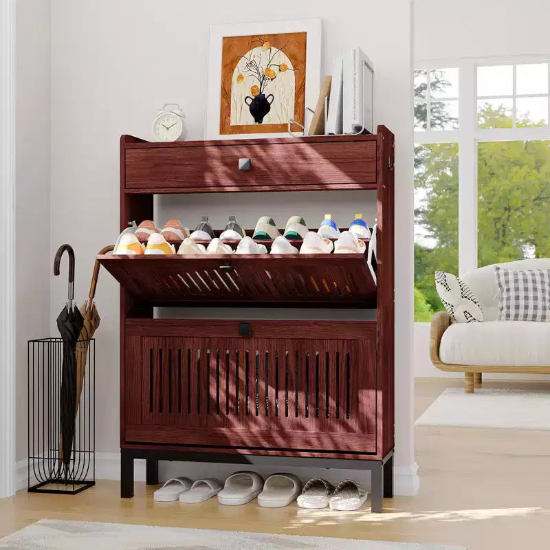 Modern Wooden Shoe Storage Cabinet, Adjustable Shelf, Freestanding Modern Design, for Hallway, Living Room