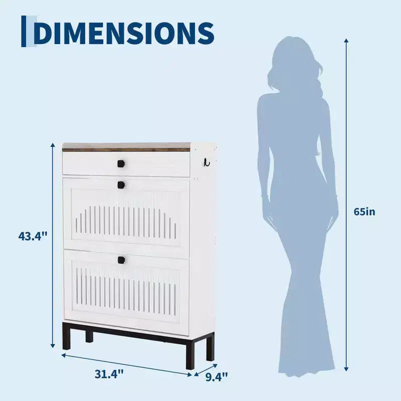 Modern Wooden Shoe Storage Cabinet, Adjustable Shelf, Freestanding Modern Design, for Hallway, Living Room