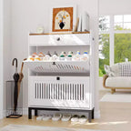Modern Wooden Shoe Storage Cabinet, Adjustable Shelf, Freestanding Modern Design, for Hallway, Living Room