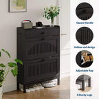 Modern Wooden Shoe Storage Cabinet, Adjustable Shelf, Freestanding Modern Design, for Hallway, Living Room