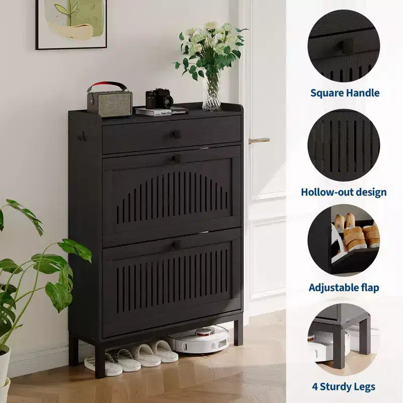 Modern Wooden Shoe Storage Cabinet, Adjustable Shelf, Freestanding Modern Design, for Hallway, Living Room