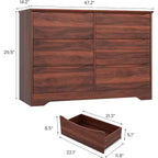 Wooden Dresser with 6 Drawers, Long Storage Dresser, Modern Closet, for Bedroom, Living Room
