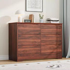 Wooden Dresser with 6 Drawers, Long Storage Dresser, Modern Closet, for Bedroom, Living Room
