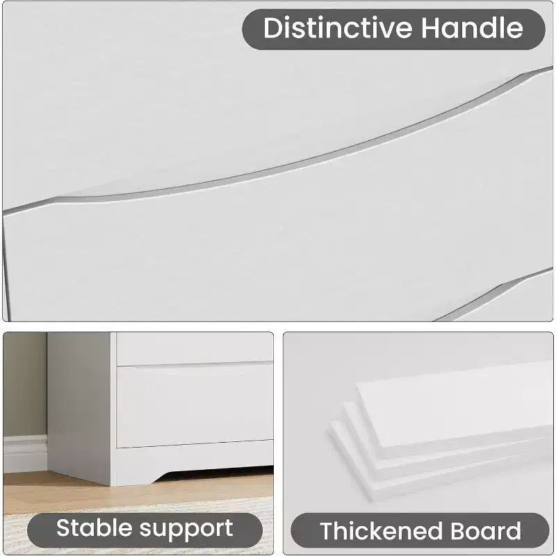 Wooden Dresser with 6 Drawers, Long Storage Dresser, Modern Closet, for Bedroom, Living Room