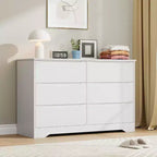 Wooden Dresser with 6 Drawers, Long Storage Dresser, Modern Closet, for Bedroom, Living Room