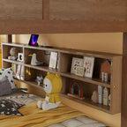 Clihome Queen Over Queen Bunk Bed with Storage, Charging Station & Guardrails