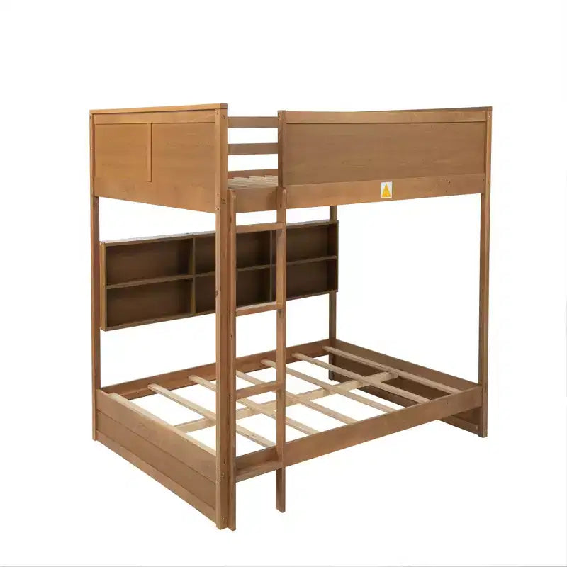 Clihome Queen Over Queen Bunk Bed with Storage, Charging Station & Guardrails