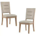 GDFStudio Everett Trasitional Rustic Wood Upholstered Dining Chair with Ladderback (Set of 2)