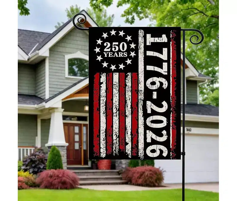 Lomsoe 250th Anniversary Garden Flag 1776-2026 Patriotic Yard Flag Independence Day Sign Flag 4th of July Patriotic Yard Sign Garden Decor 12x18 Inch